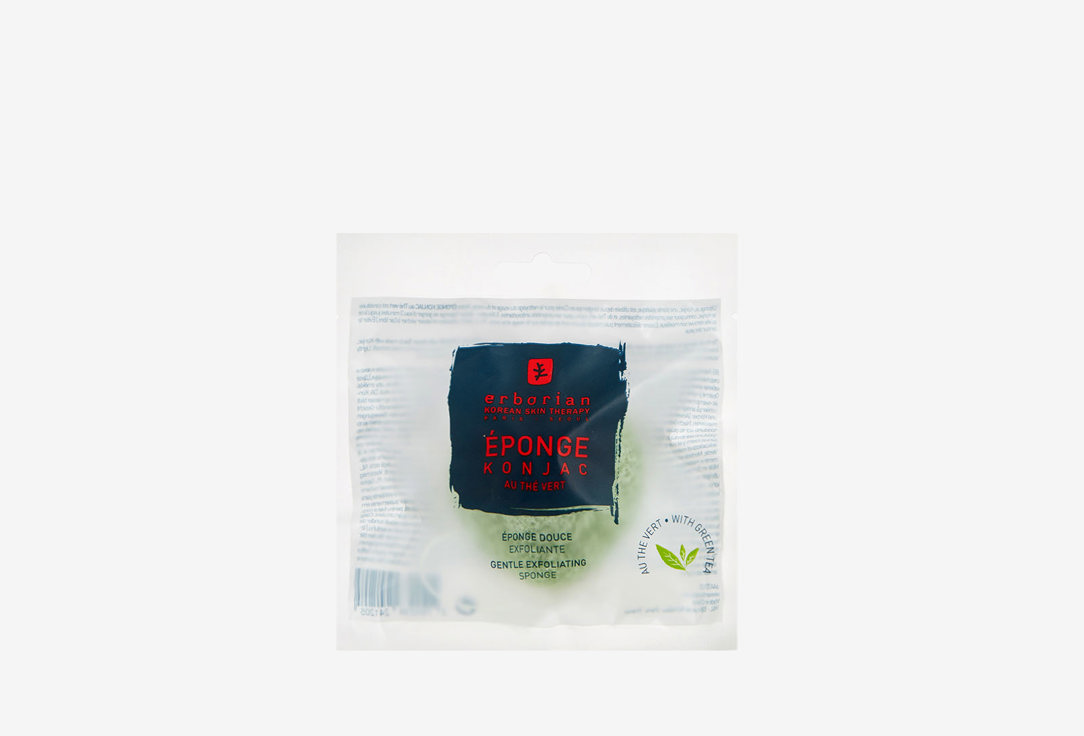 Спонж очищающий с зеленым чаем ERBORIAN GREEN TEA KONJAC SPONGE 1 шт