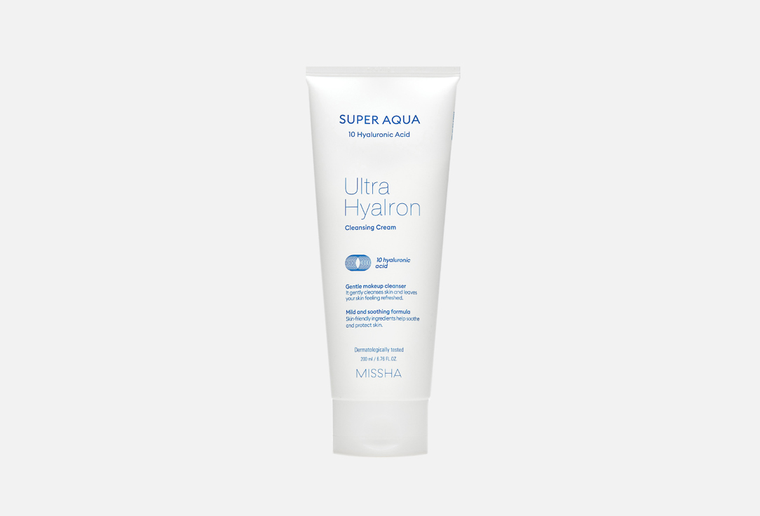 Кремовая пенка для умывания и снятия макияжа MISSHA Super Aqua Ultra Hyalron Cleansing Cream 200 мл цена и фото