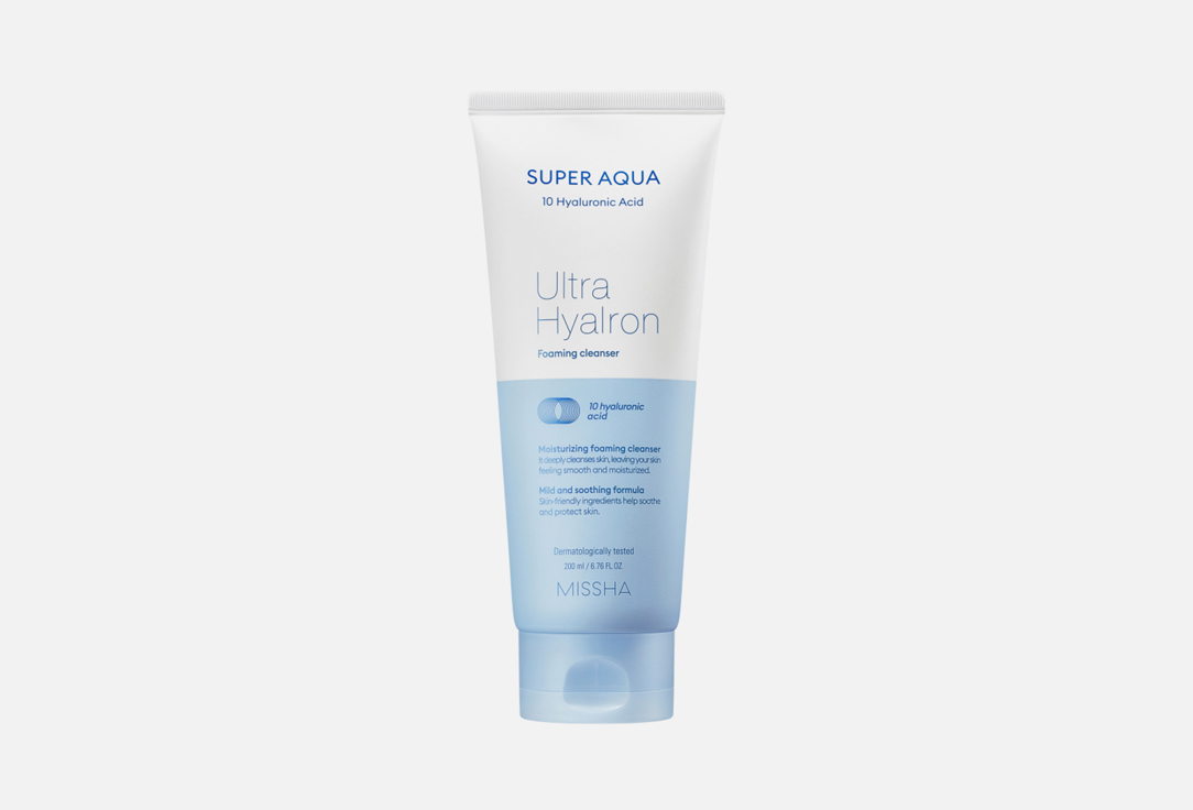 Пенка для умывания и снятия макияжа  Missha Super Aqua Ultra Hyalron Foaming Cleanser 