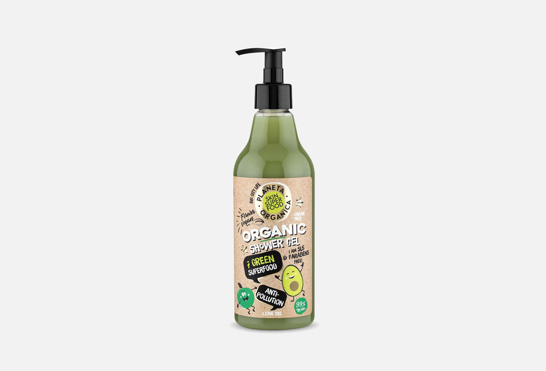 Изображение товара Гель для душа Planeta Organica 7 Green Superfood 500 мл натуральное очищение и питание для кожи