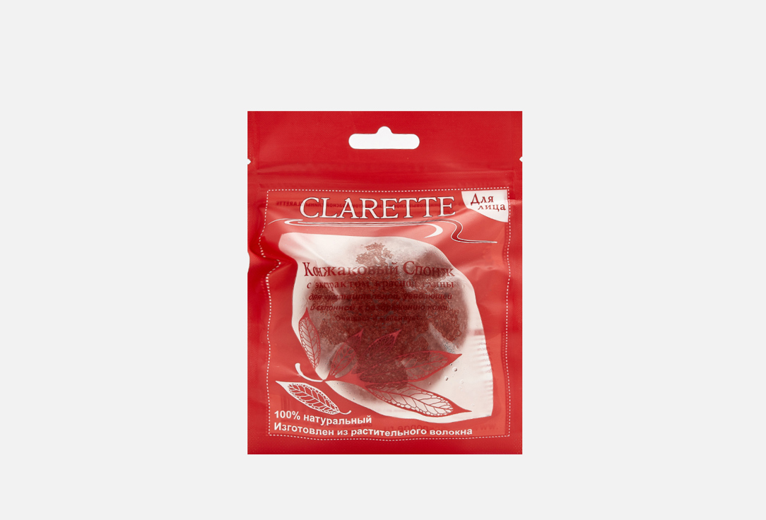 Очищающий спонж для лица CLARETTE С красной глиной 1 шт цена и фото
