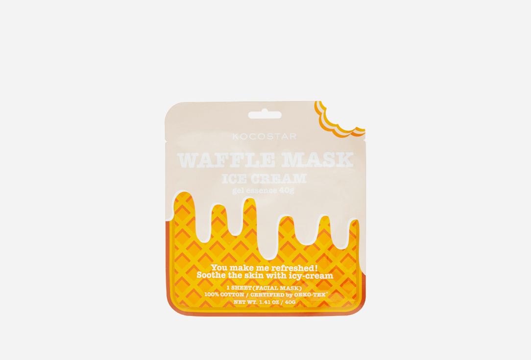 Смягчающая вафельная маска для лица с натуральной ванилью Kocostar Waffle Mask Ice cream 