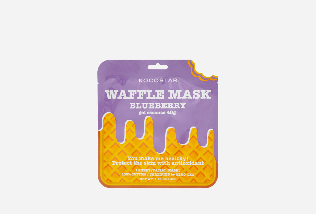 Противовоспалительная вафельная маска для лица с экстрактом черники и полыни Kocostar Waffle Mask Blueberry 