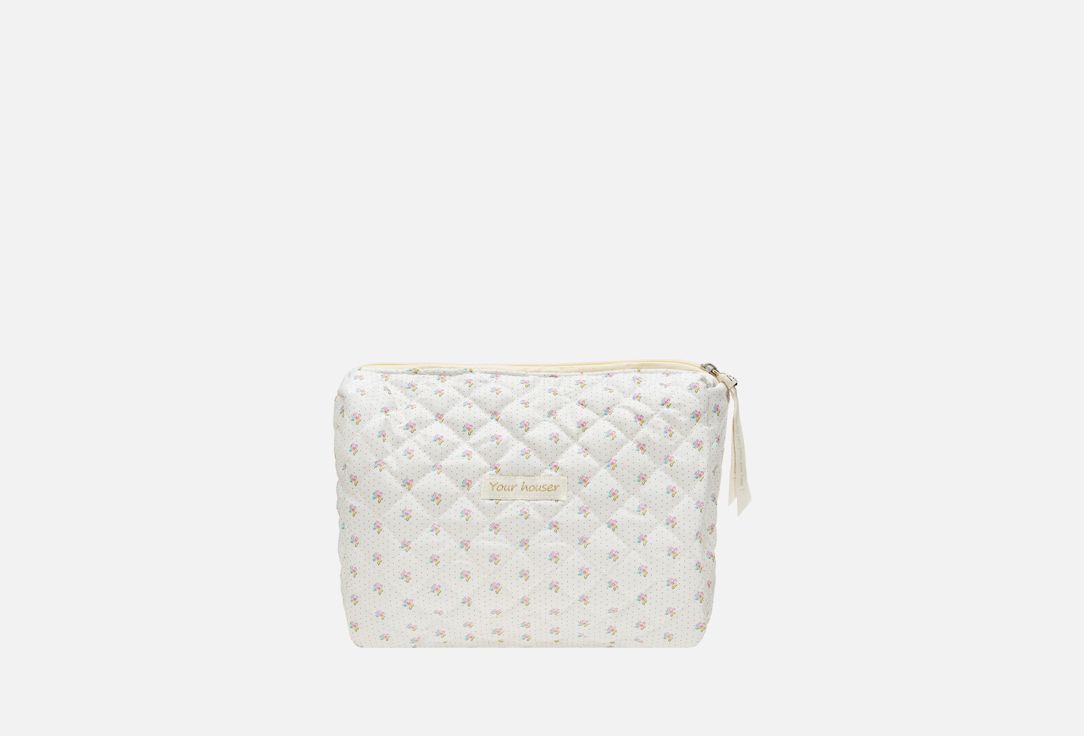 

Плюшевая косметичка YOUR HOUSER, Белый, Белая в цветочек 1 шт