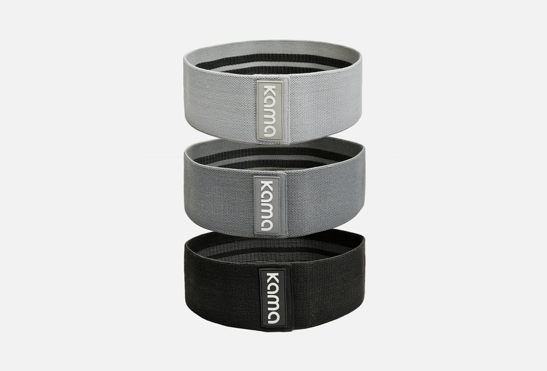 Изображение товара Набор тканевых фитнес резинок Kama Expander grey для тренировок дома и в спортзале