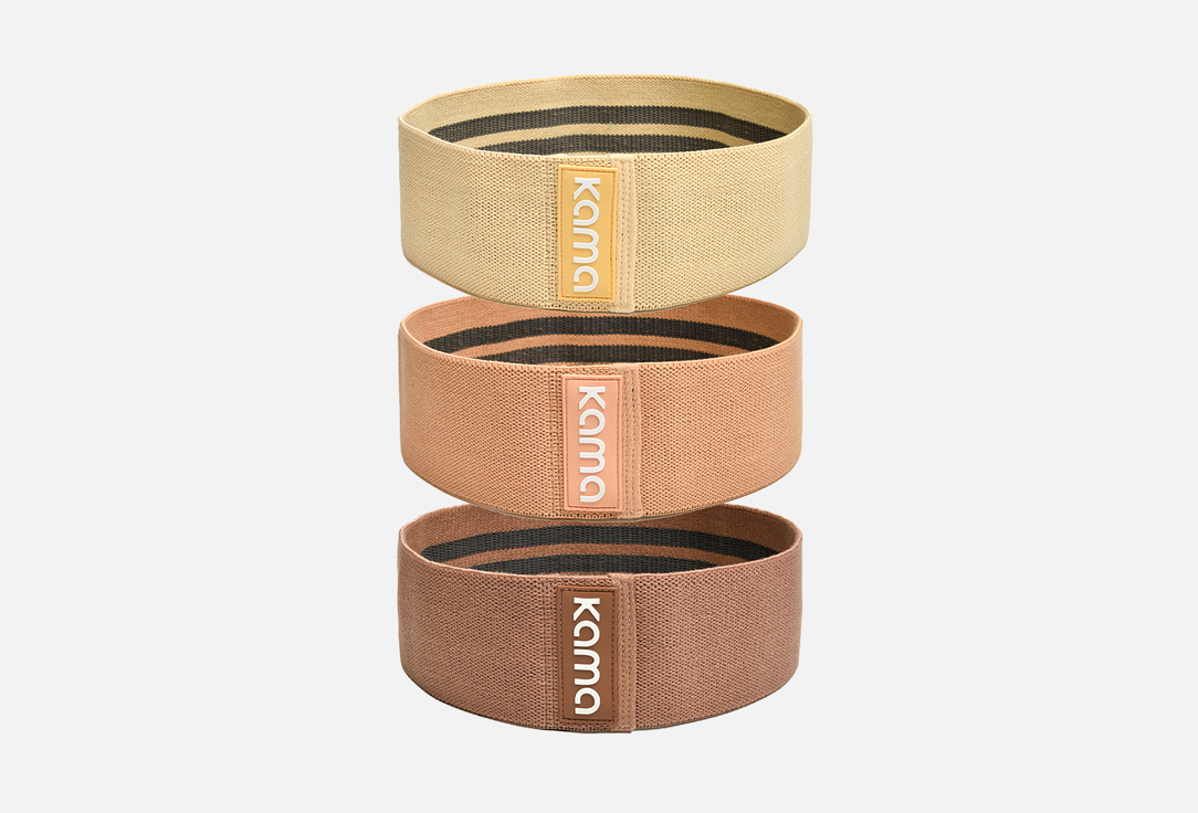 Изображение товара Набор тканевых фитнес резинок Kama Expander beige light 3 шт для тренировки мышц