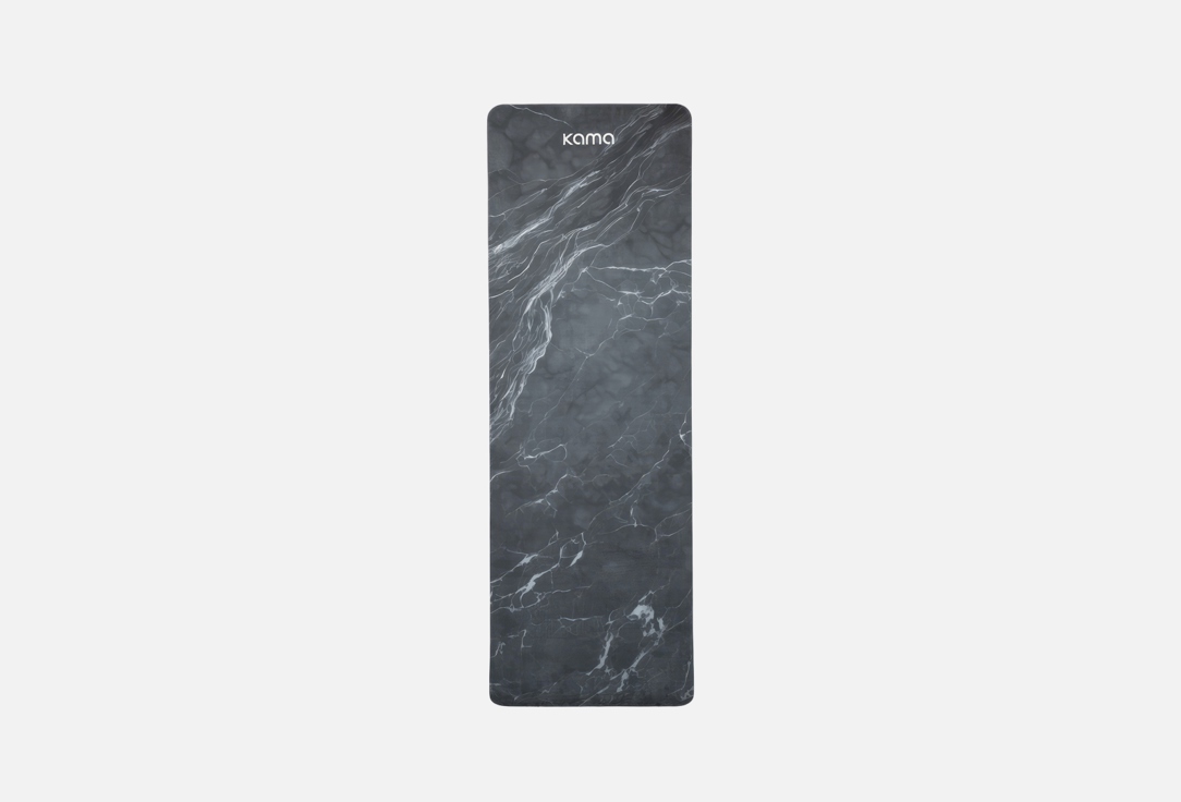 Изображение товара Коврик для йоги и фитнеса Kama mat black marble 183 х 61 антискользящая поверхность