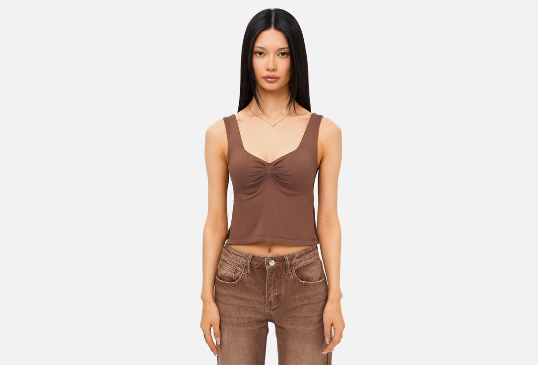 Изображение товара Топ Feelz Soft укороченный на лямках с разрезами женский стильный летний