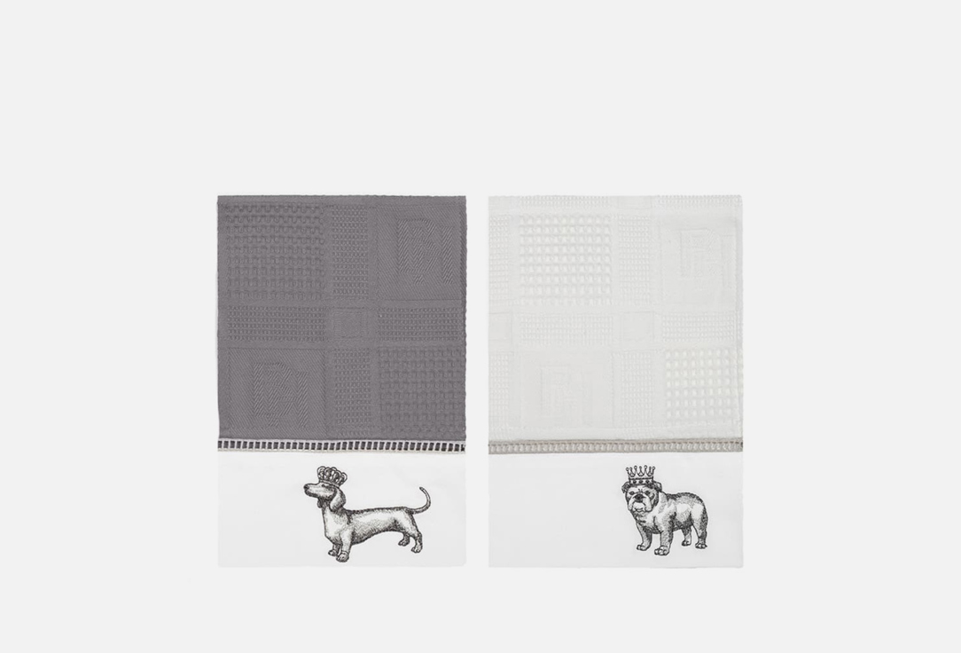Изображение товара Комплект вафельных полотенец BELLEHOME Royal Dogs 40х70 см из хлопка