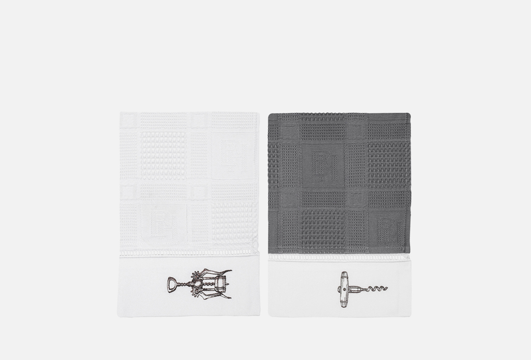 Изображение товара Комплект вафельных полотенец BELLEHOME Wine opener 40х70 см хлопок