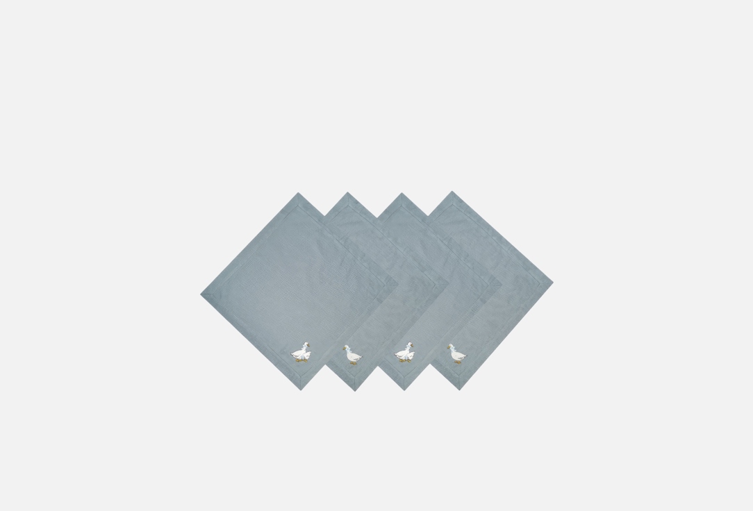 Изображение товара Комплект салфеток столовых BELLEHOME с вышивкой 45х45 органический лен хлопок Россиия