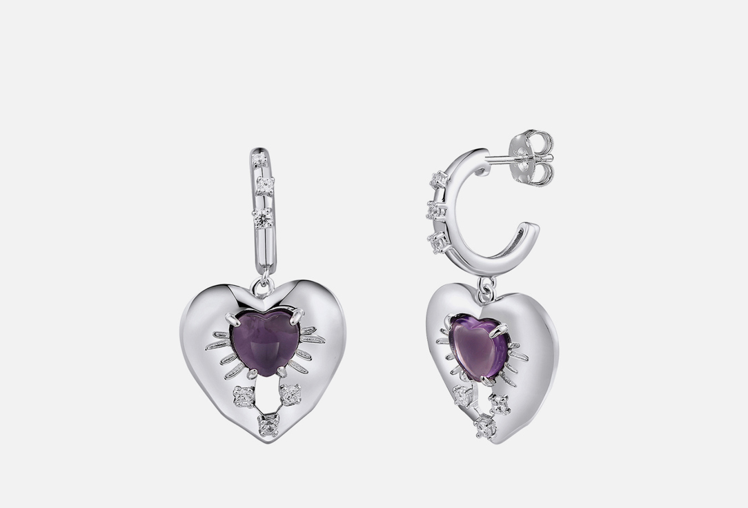 Изображение товара Серьги Saturn Heart из латунь с цирконом для женщин с родированием