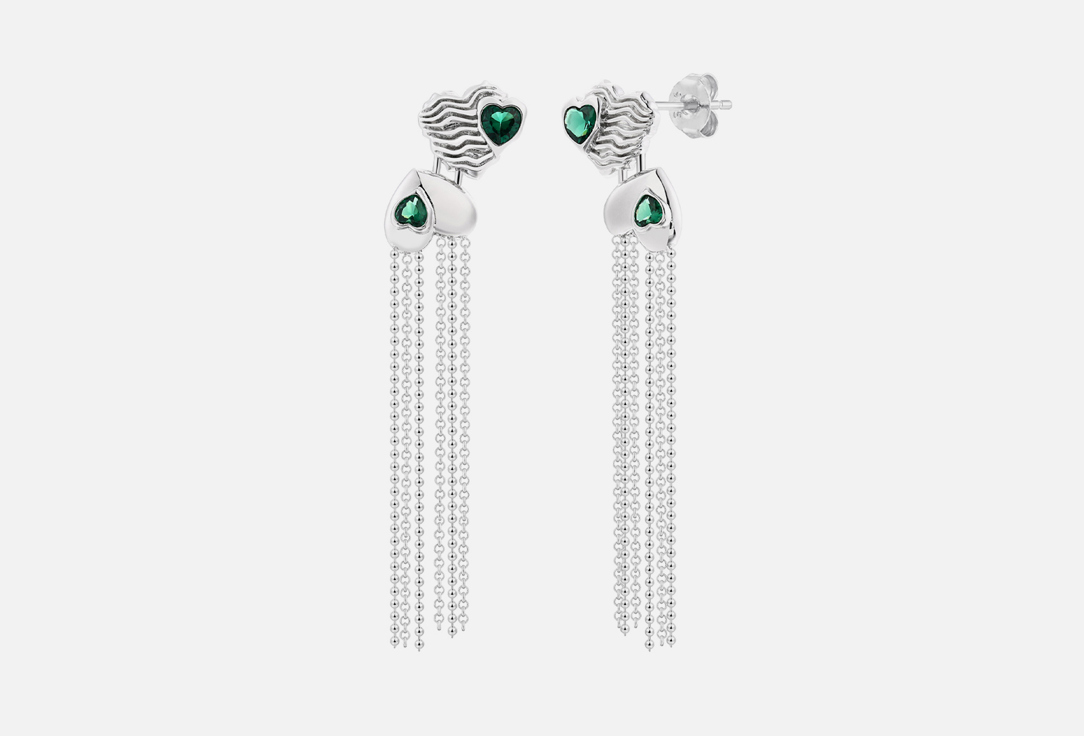 Изображение товара Элегантные серьги Selana Rejini Mercury Double Heart с зелеными цирконами для женщин