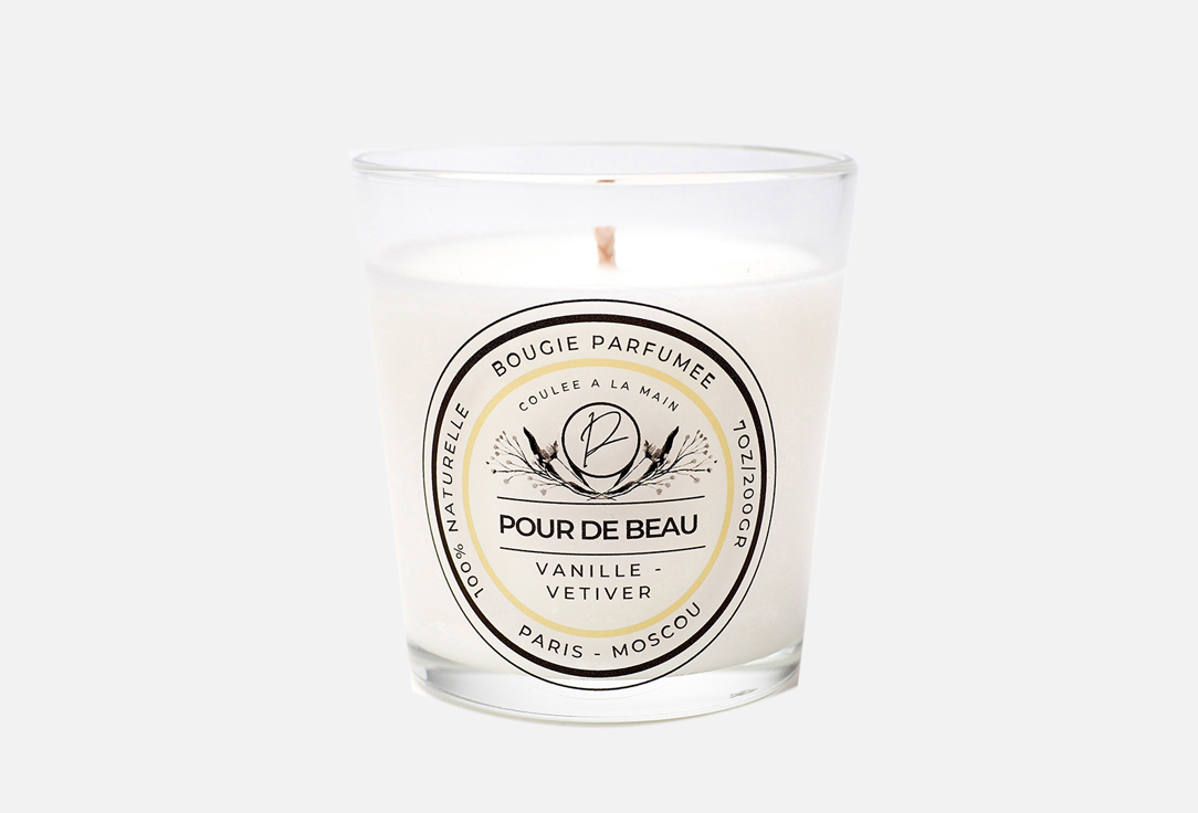 

Ароматическая свеча POUR DE BEAU, Белый, Vanille-Vetiver 200 г