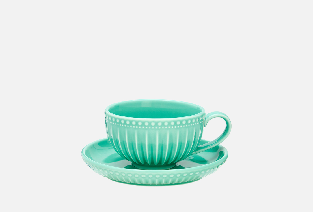 Изображение товара Чайная пара из фарфора с ярким бирюзовым дизайном Beautiful patterns 250 мл