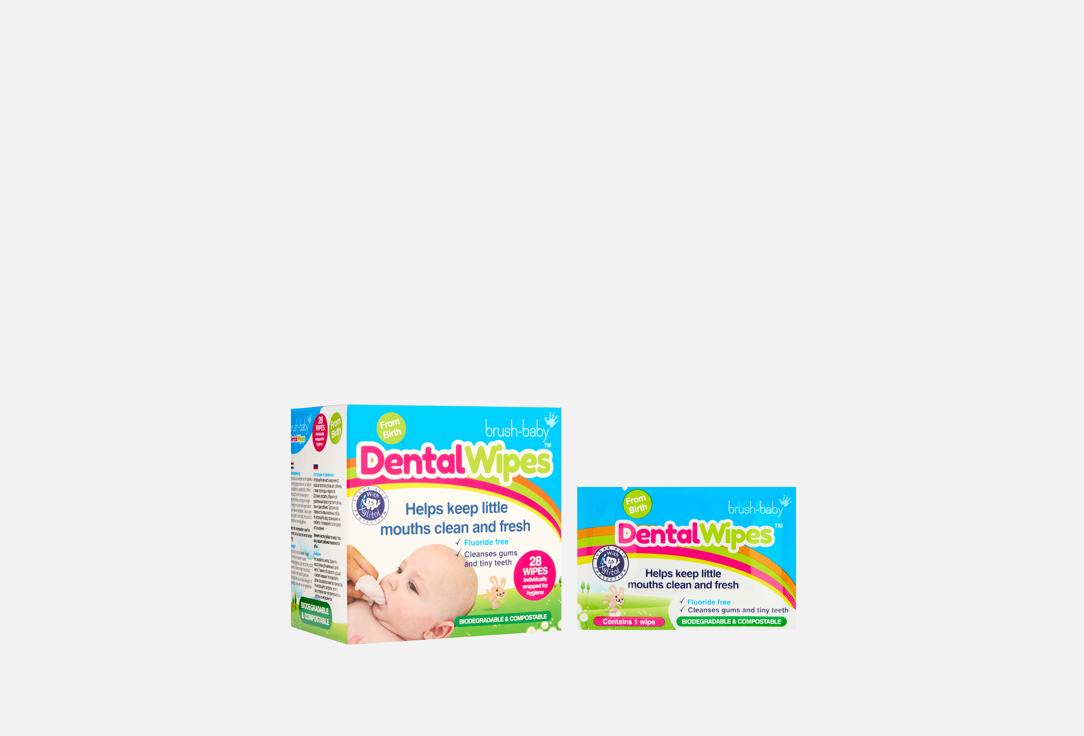 

салфетки для полости рта 0-16 мес BRUSH-BABY, DentalWipes 28 шт
