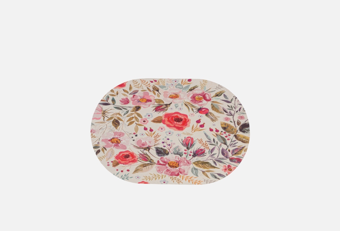 

Коврик для сушки посуды JOYARTY, Цветочное знакомство, красный, оливковый 58х38 1 шт