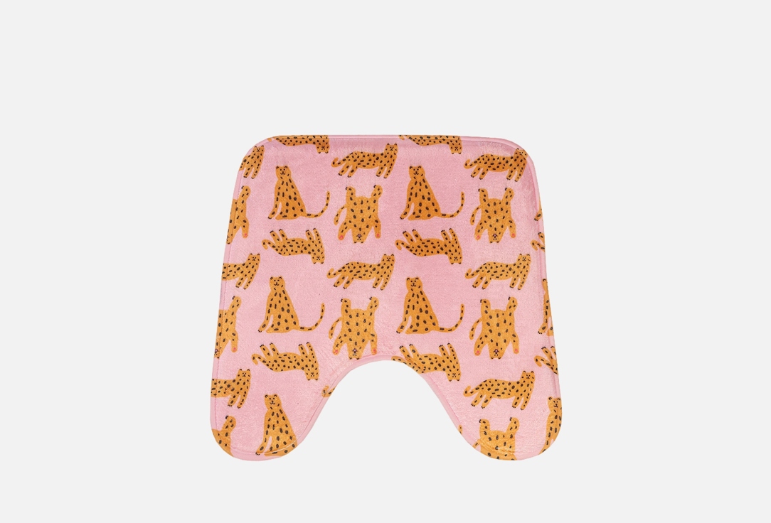 Изображение товара Коврик для туалета JoyArty Забавные леопарды 50x50 розовый оранжевый велсофт противоскользящий