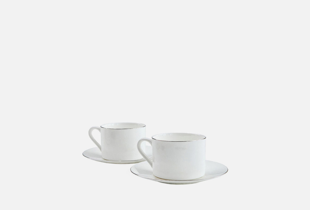 Изображение товара Набор чайных пар Mandarin Decor Blanc Platinum из костяного фарфора 2 шт 250 мл