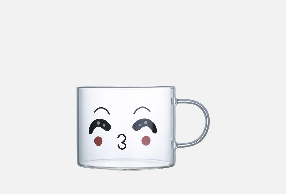 Изображение товара Стеклянная кружка Mandarin Decor с смайликом 500 мл термостойкое стекло