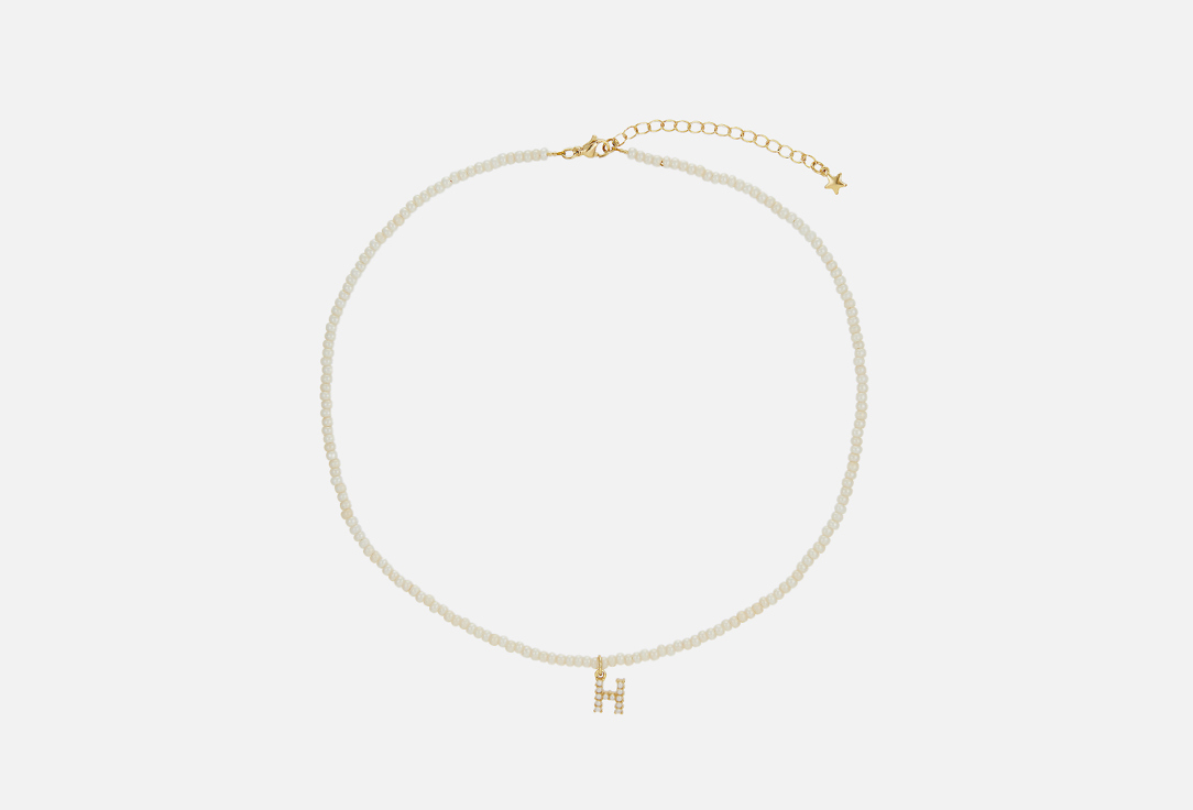 Изображение товара Золотистое жемчужное колье с буквой Н из ювелирного сплава 38-43 см