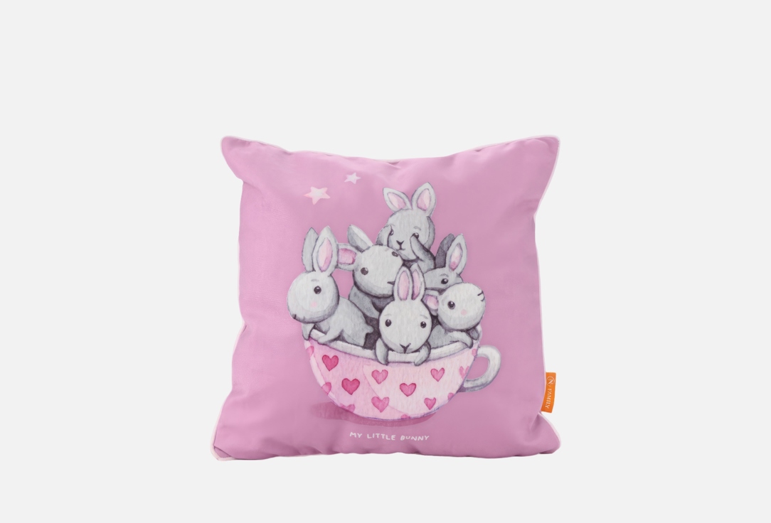 Подушка декоративная N FAMILY My Little Bunny розовая с кантом, 40х40 1 шт