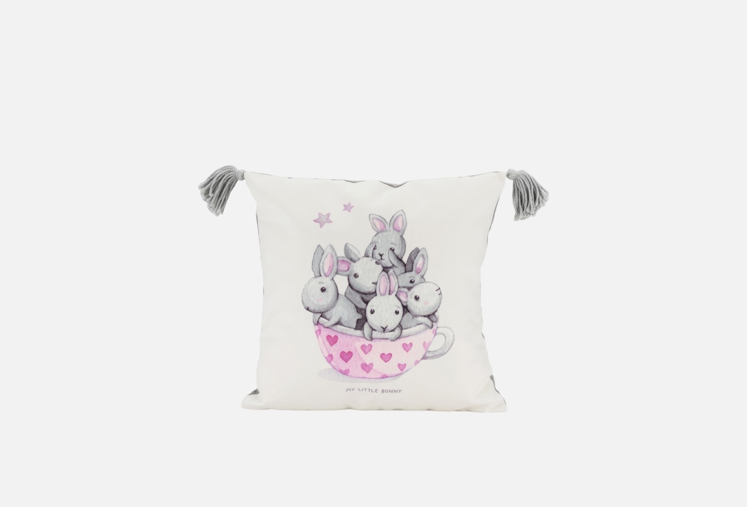 Изображение товара Подушка декоративна N Family Bunnies белая с кисточками, 40х40