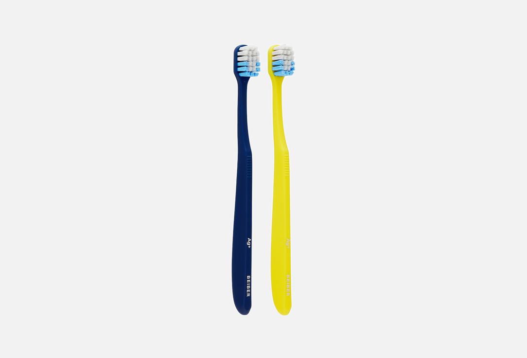 Набор зубных щеток BEIBER Medium, blue + yellow 2 шт