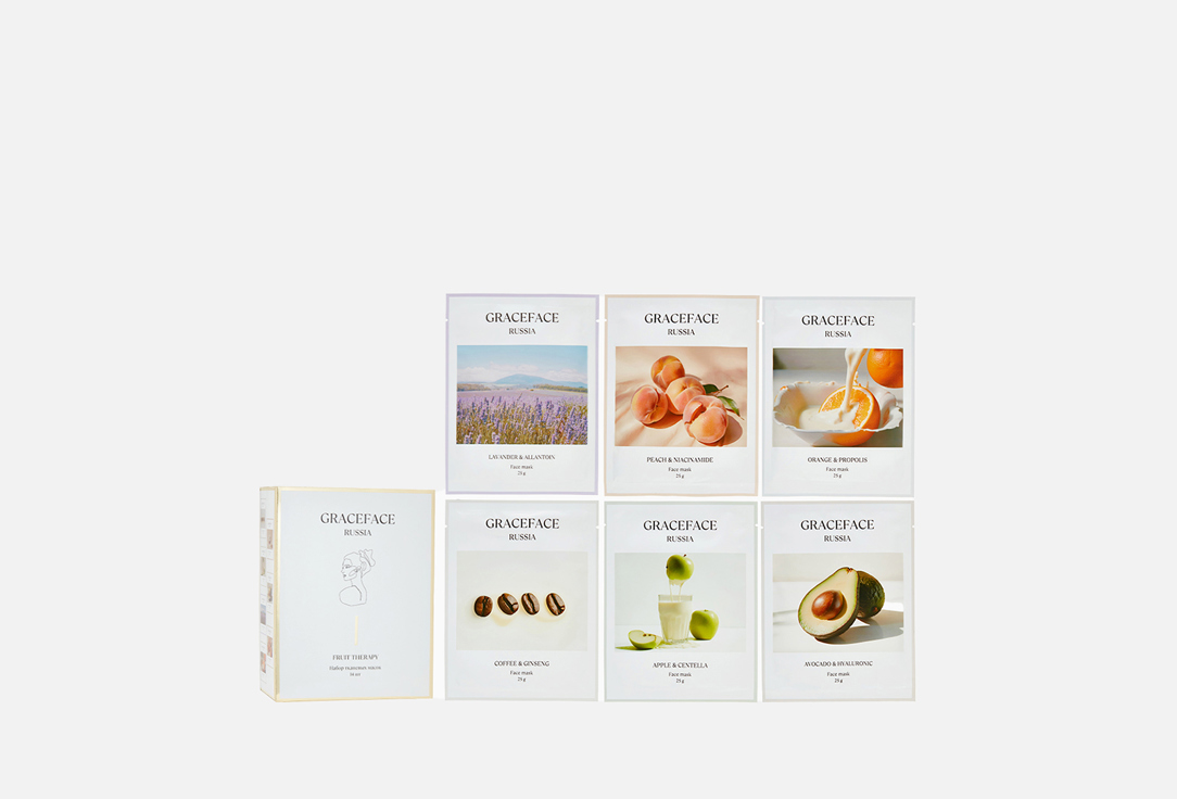 Изображение товара Набор тканевых масок для лица GRACEFACE Set of moisturizing fabric face masks Fruit Therapy