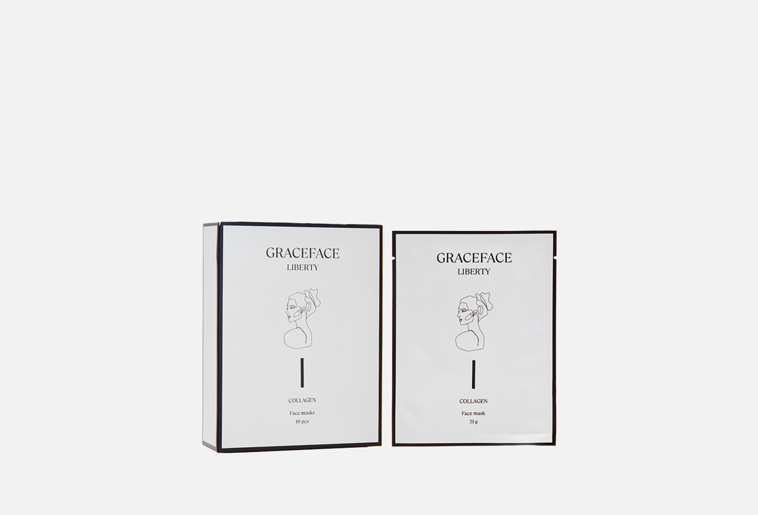 Изображение товара Набор тканевых масок для лица GRACEFACE Set of moisturizing fabric face masks collagen