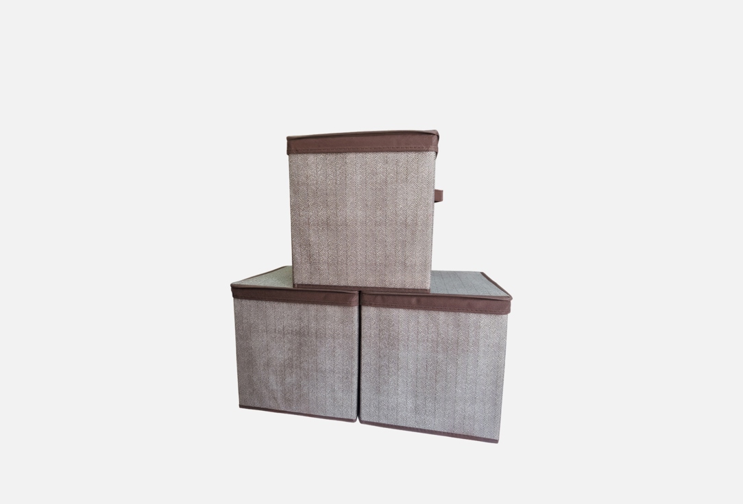 Изображение товара Набор коробок для хранения вещей РутаУпак КОРИЧНЕВЫЙ, с крышкой, 30х30х30