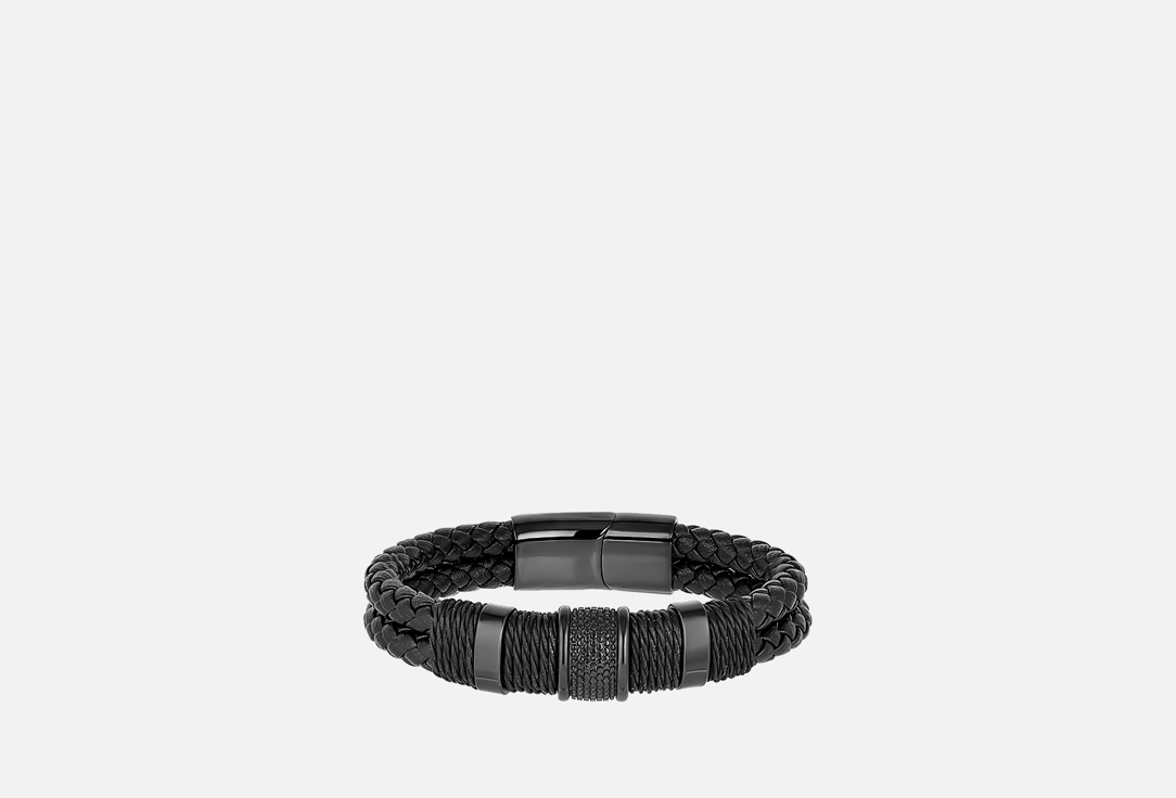 Изображение товара Мужской кожаный браслет ShineBeauty из стали и кожи премиум класса