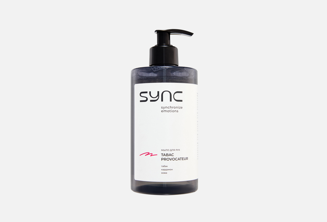 

Парфюмированное жидкое мыло для рук SYNC, Tobacco, cardamom, leather 460 мл