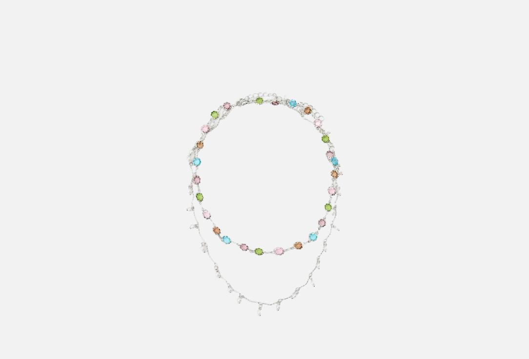 Изображение товара Колье PABUR LOVE MLT двухслойное украшение со стеклом и жемчугом для женщин