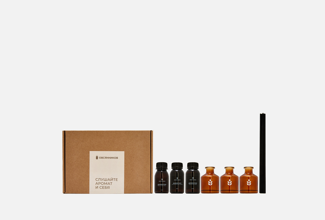 

Набор ароматических диффузоров ОВСЯННИКОВ, Тайный советник, сосновый лимонад, черный перец 3 шт