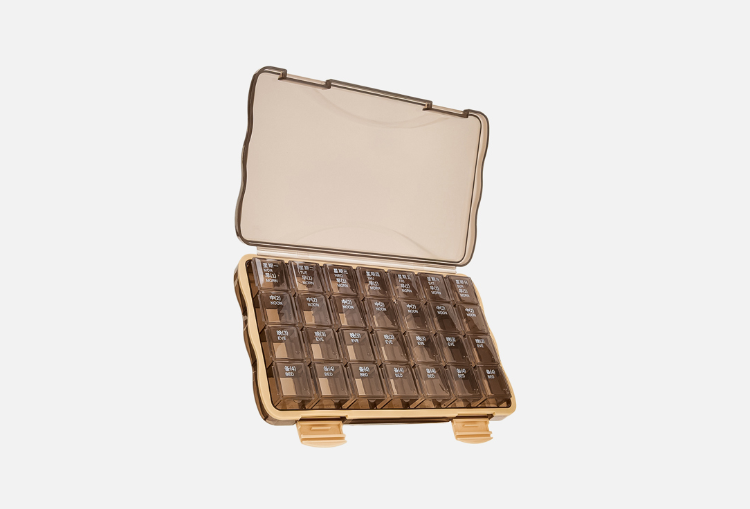 

Таблетница HONEY SMILE, Коричневый, На 7 дней по 4 приема 1 шт