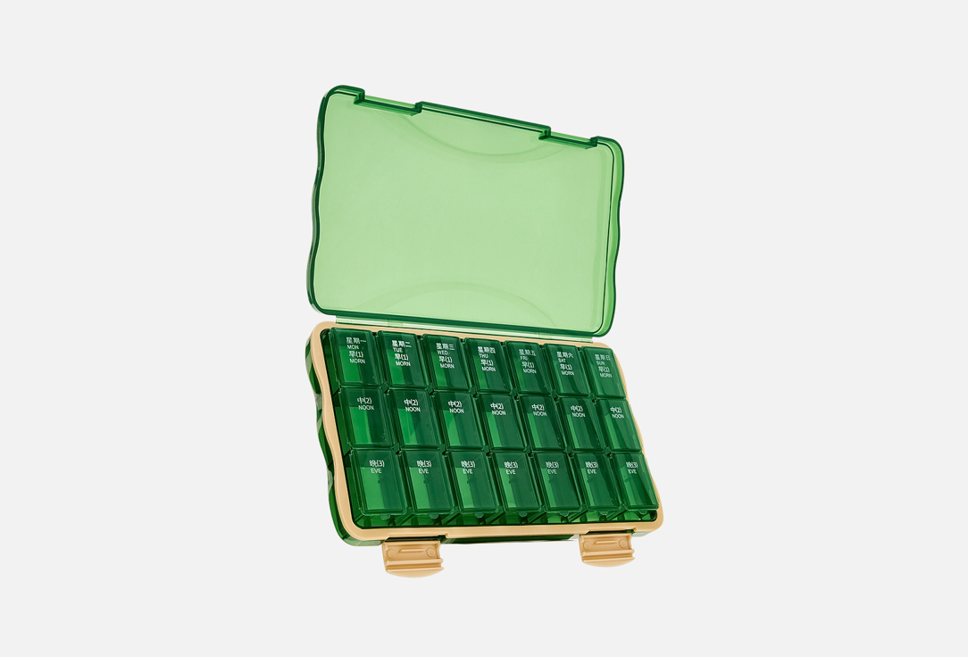 

Таблетница HONEY SMILE, Зеленый, На 7 дней по 3 приема 1 шт