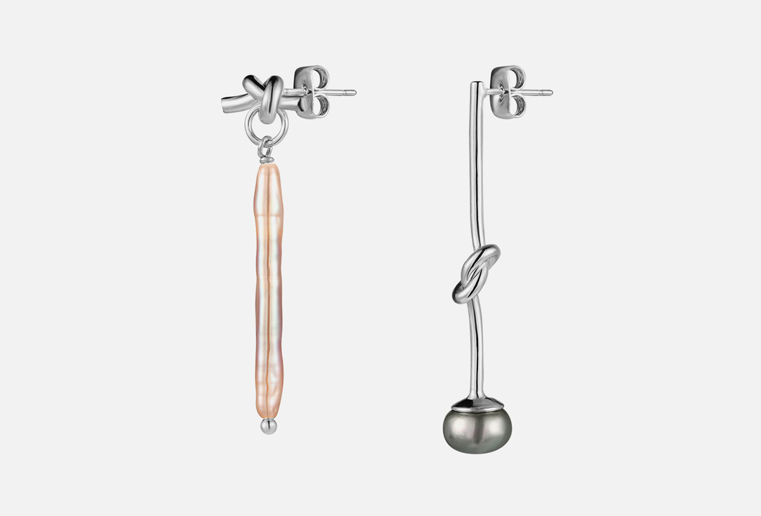 Изображение товара Элегантные серьги GINADREAMS Переплетения Silver с натуральным жемчугом для женщин