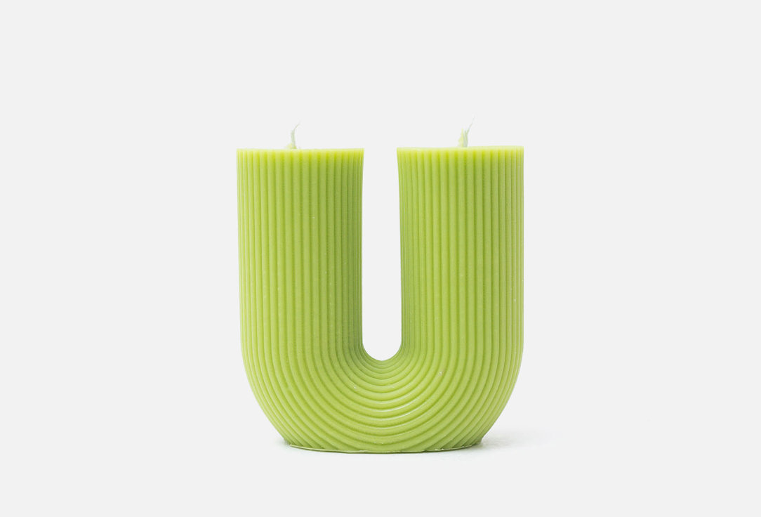 Изображение товара Декоративная свеча радуга зеленая ручная работа натуральный воск