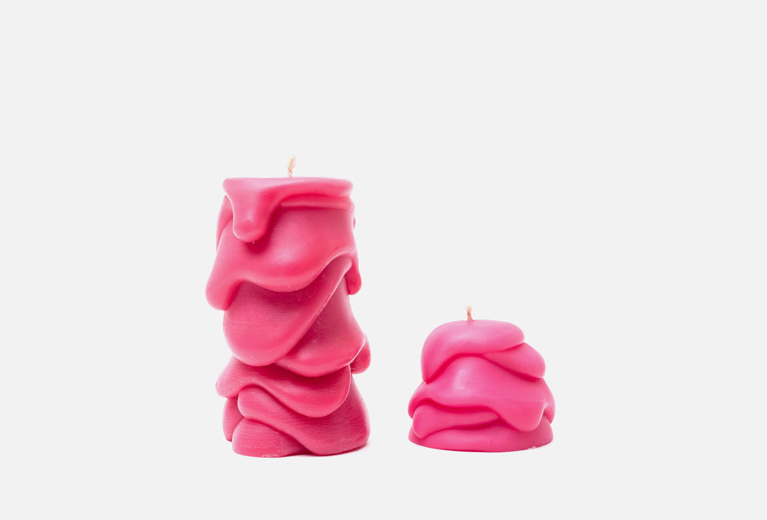 Изображение товара Набор декоративных свечей snowballs розовые 2 шт ручной работы натуральные материалы