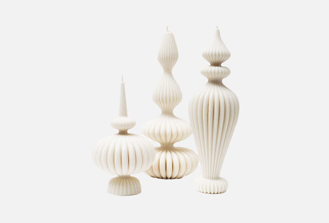 Изображение товара Набор декоративных свечей BYGY by Golubovskaya Yakanina ребристые, молочные