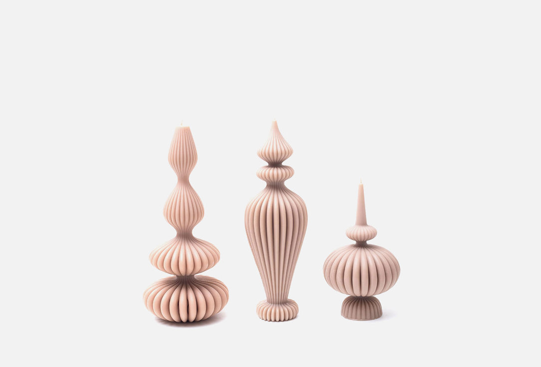 Изображение товара Набор декоративных свечей BYGY by Golubovskaya Yakanina ребристые, какао