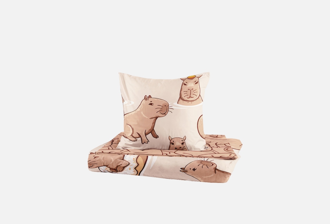 

Комплект постельного белья CRAZY GETUP, Принт, Capybara, полутораспальный 1.5-спальный мл