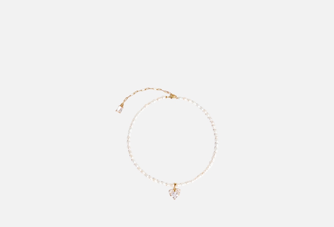 Изображение товара Элегантный натуральный жемчужный чокер Fiore Store с фианитом 34 см + цепочка