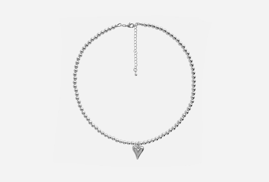 Изображение товара Колье PINKCODE из латунь с гематитом и съемным сердечком 38 см