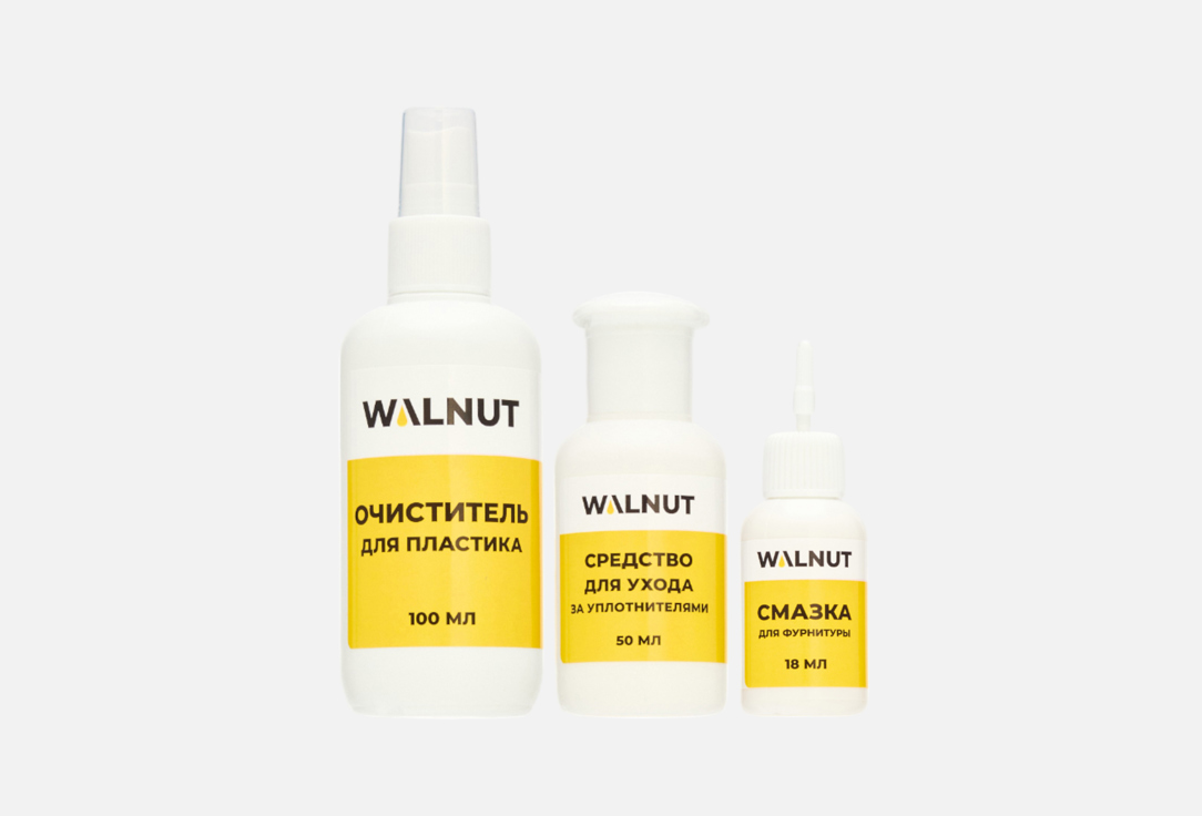 Изображение товара Набор моющих средств для пластиковых окон WALNUT Plastic window care комплект для очистки и смазки