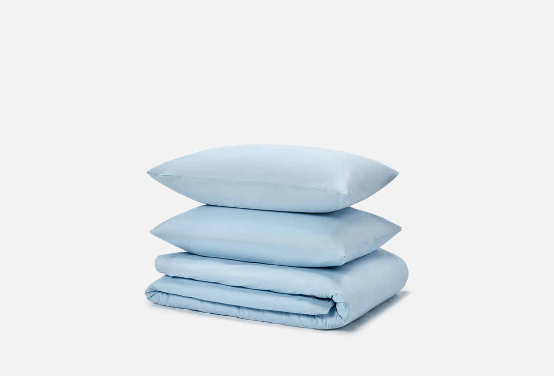 Изображение товара Комплект постельного белья ZONASONA голубой 2-спальный поплин с молниями