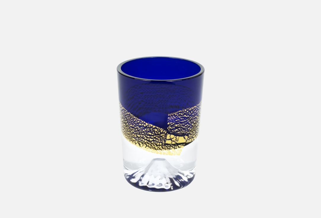 Изображение товара Рюмка Tajima Glass Фудзи лазурная с позолотой в деревянном футляре 85 мл
