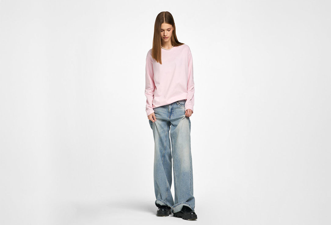 Изображение товара Лонгслив Finik Jenny для женщин розовый оверсайз из хлопка и эластана