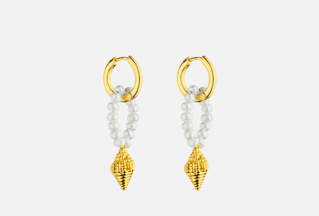 Изображение товара Элегантные серьги Le CHER shell-02 с жемчугом и позолотой для женщин